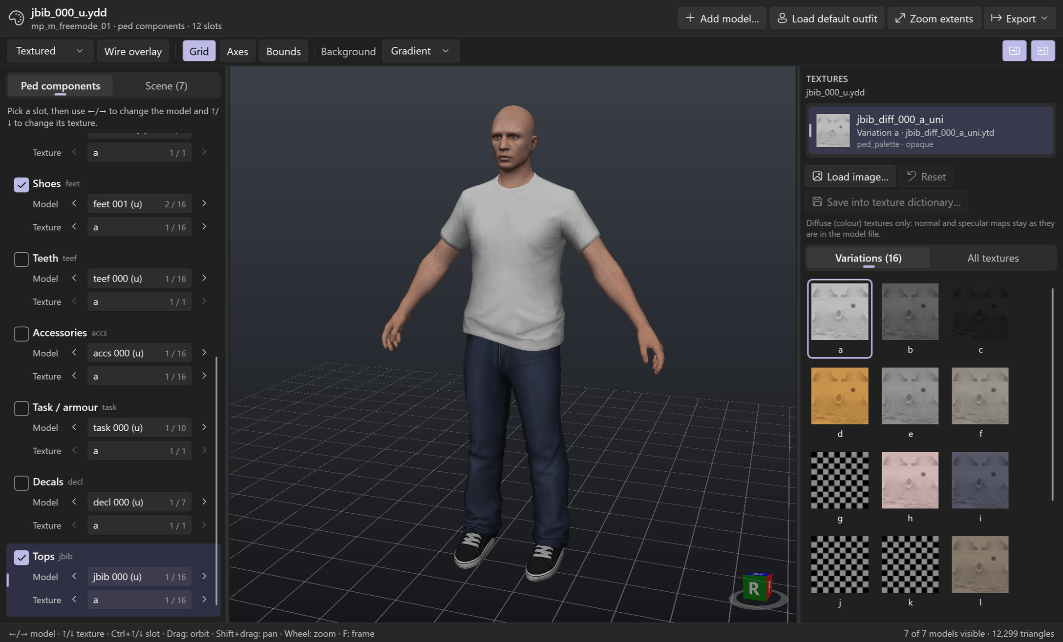 Drawable Studio showing texture variation a (white) of a T-shirt
